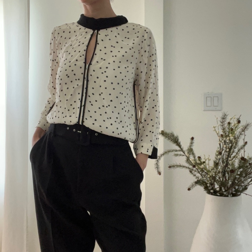 Polkadot Zara blouse with keyhole detail